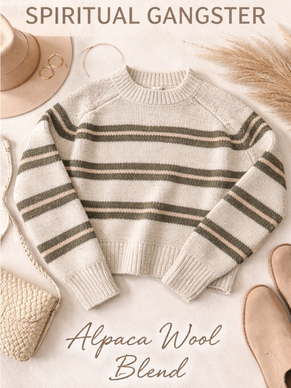 Spiritual Gangster Alpaca Wool Stripe Sweater Medium Cozy